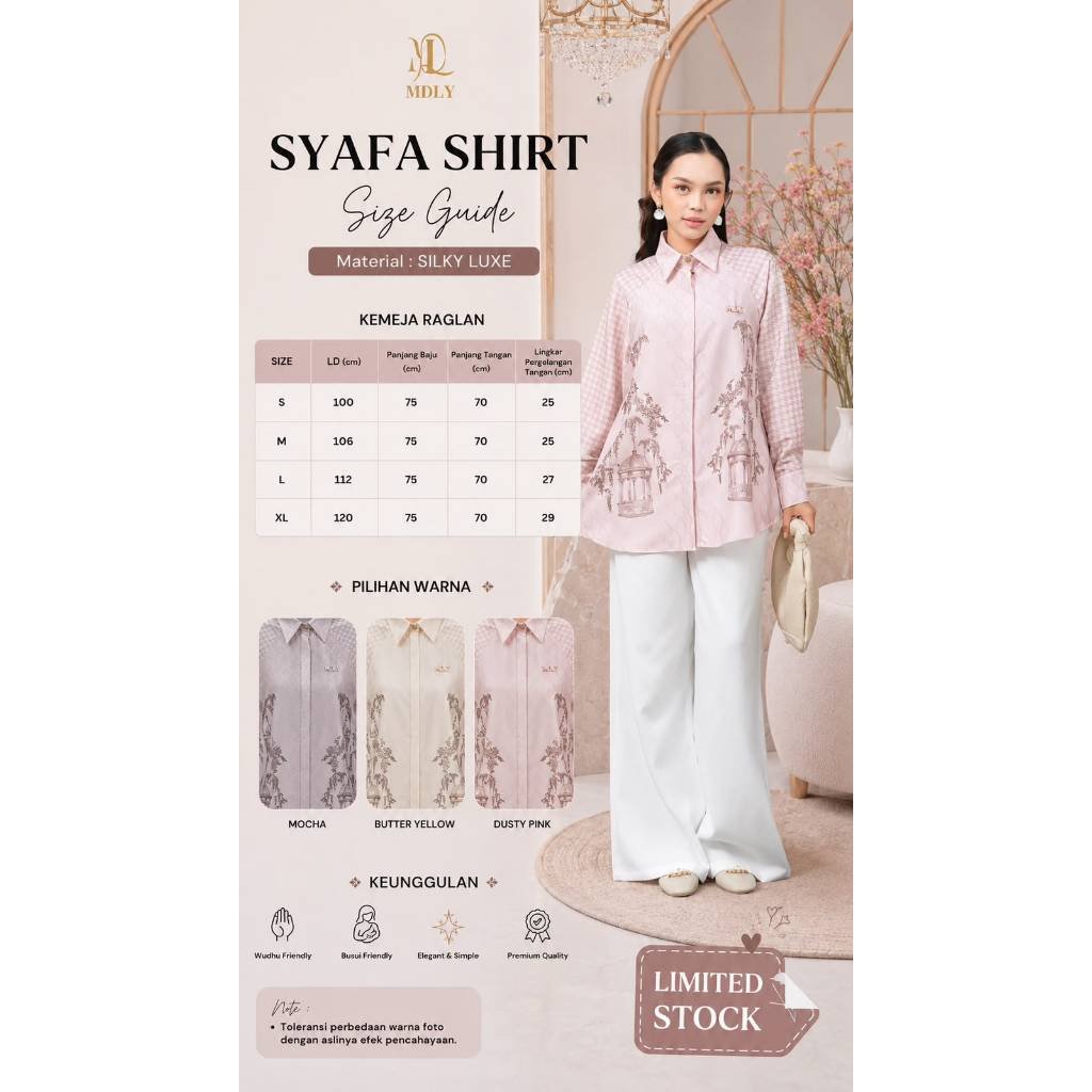 Youna Monogram Shirt Vol. 2, Vol. 3 & Syafa Shirt By MDLY - Atasan Wanita Kemeja Kerja Murah Terbaru Bahan Silk Premium Motif Shirt Casual Lengan Panjang mdly Terbaru Ori