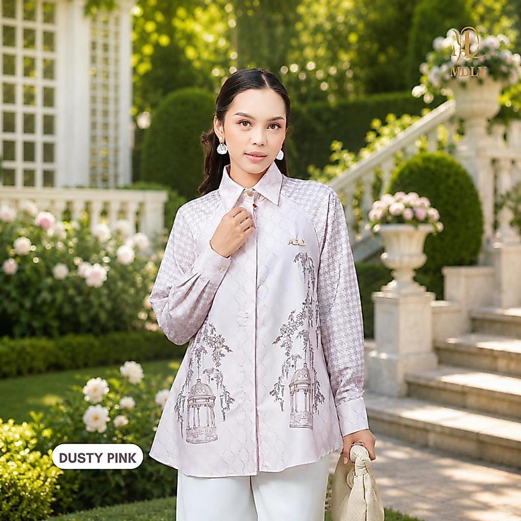 Youna Monogram Shirt Vol. 2, Vol. 3 & Syafa Shirt By MDLY - Atasan Wanita Kemeja Kerja Murah Terbaru Bahan Silk Premium Motif Shirt Casual Lengan Panjang mdly Terbaru Ori