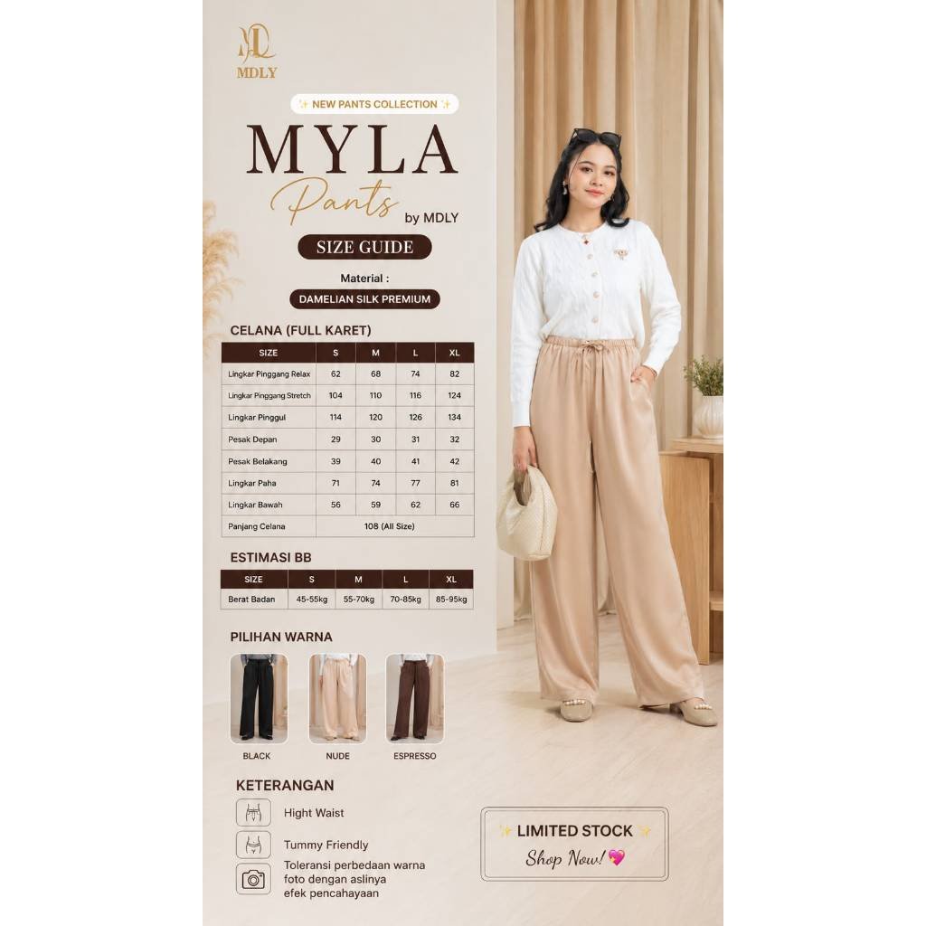 MDLY Terbaru Celana pankang wanita Deya Pleats Cullote dan Myla Pants by MDLY