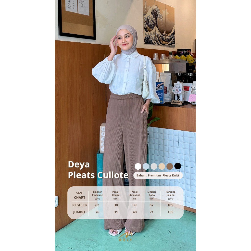 MDLY Terbaru Celana pankang wanita Deya Pleats Cullote dan Myla Pants by MDLY