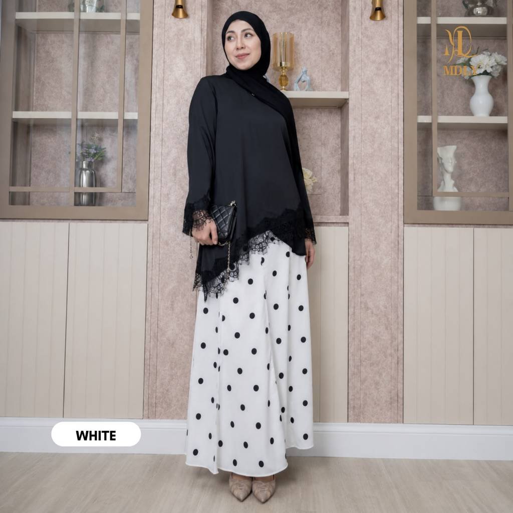 Luxe Skirt & Luxe Dot Skirt By MDLY - Bawahan Wanita  RokTerbaru Bahan silk Premium Skirt Simple Elegan Kekinian Motif Polos Fashion Muslim
