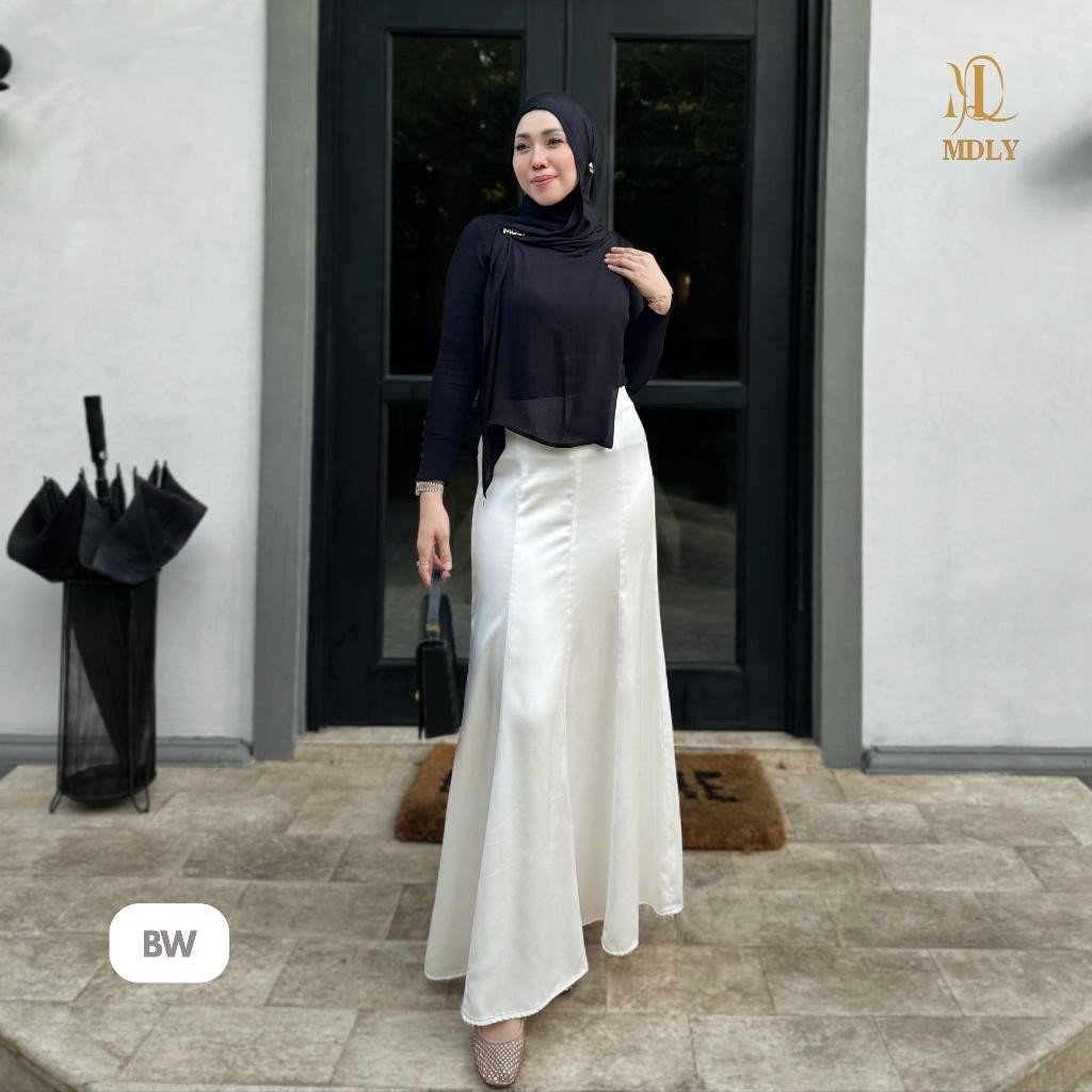 Luxe Skirt & Luxe Dot Skirt By MDLY - Bawahan Wanita  RokTerbaru Bahan silk Premium Skirt Simple Elegan Kekinian Motif Polos Fashion Muslim