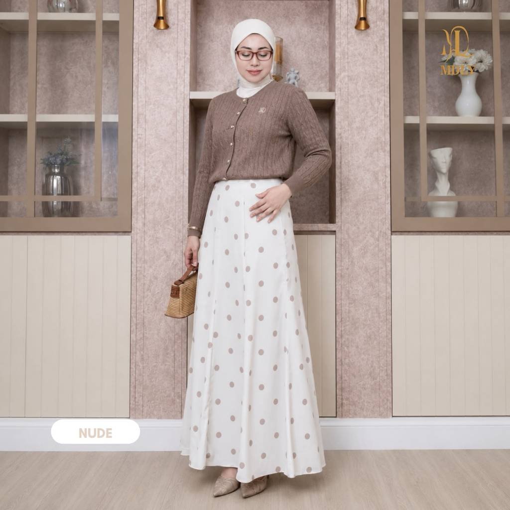 Luxe Skirt & Luxe Dot Skirt By MDLY - Bawahan Wanita  RokTerbaru Bahan silk Premium Skirt Simple Elegan Kekinian Motif Polos Fashion Muslim