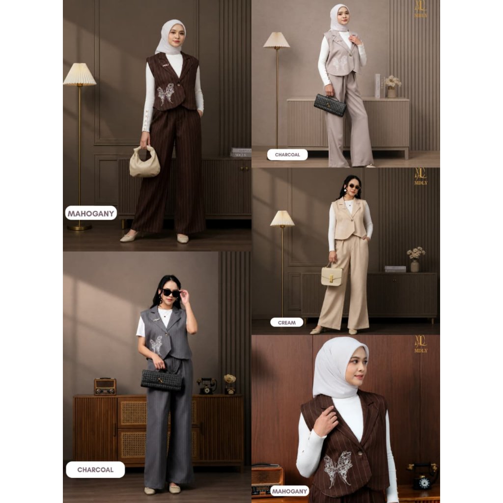 Levia Set Setelan Wanita Terbaru One Set Premium Bahan Katun Premium Setelan Celana Elegan