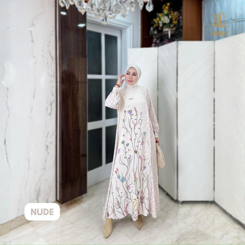 Lady Marvella Dress & Fleur Delux Dress By MDLY - Dress Wanita Mewah Elegan Murah Terbaru Bahan Silky Luxe Premium Motif Gamis Murah Kekinian Gamis Lebaran Terbaru Dress Kondangan mdly Terbaru Ori