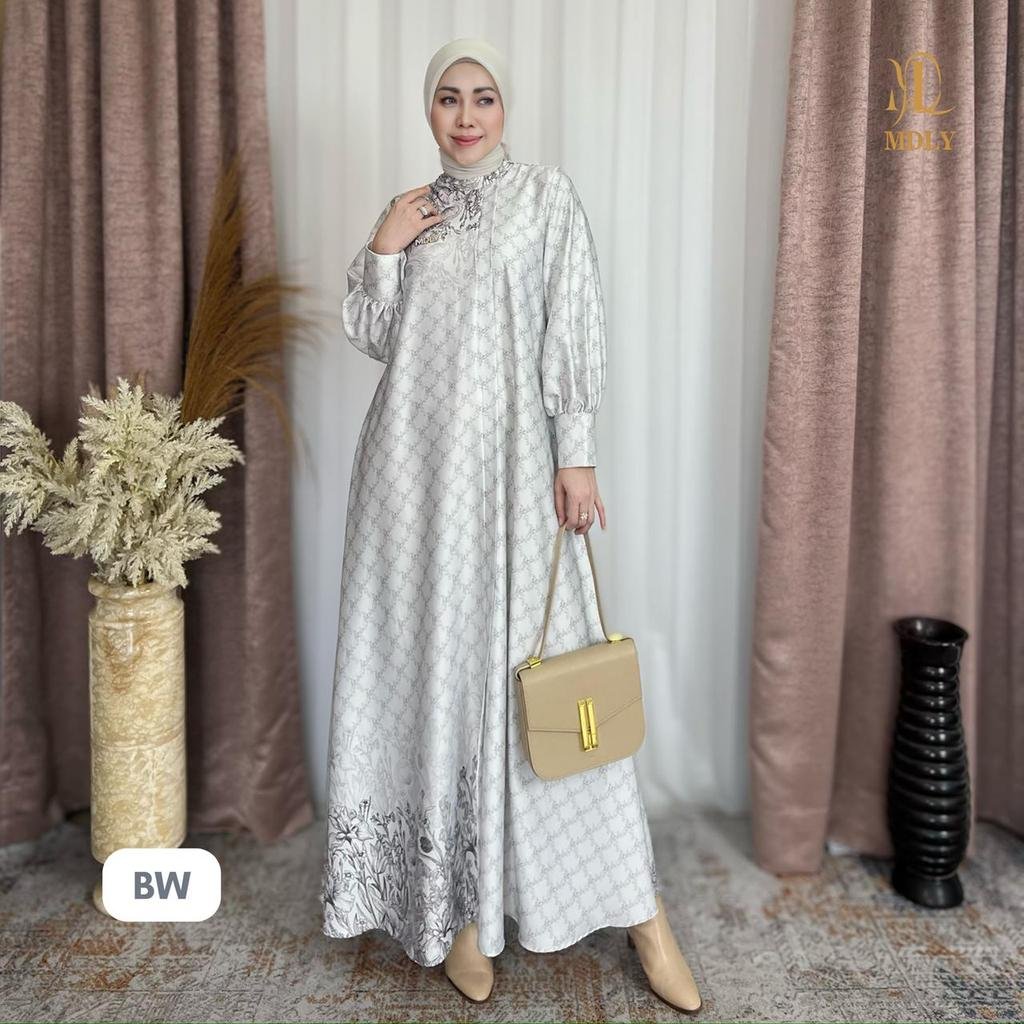 Lady Marvella Dress & Fleur Delux Dress By MDLY - Dress Wanita Mewah Elegan Murah Terbaru Bahan Silky Luxe Premium Motif Gamis Murah Kekinian Gamis Lebaran Terbaru Dress Kondangan mdly Terbaru Ori