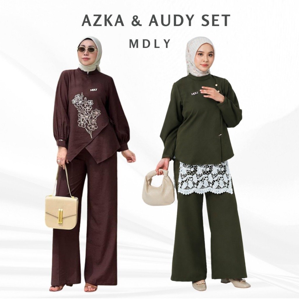 Azka Set & Audy Set By MDLY - One Set Wanita Setelan Wanita Murah Terbaru Bahan Katun Premium Polos Setcel Wanita Setelan Celana Wanita Elegan Hijab Friendly mdly Terbaru Ori