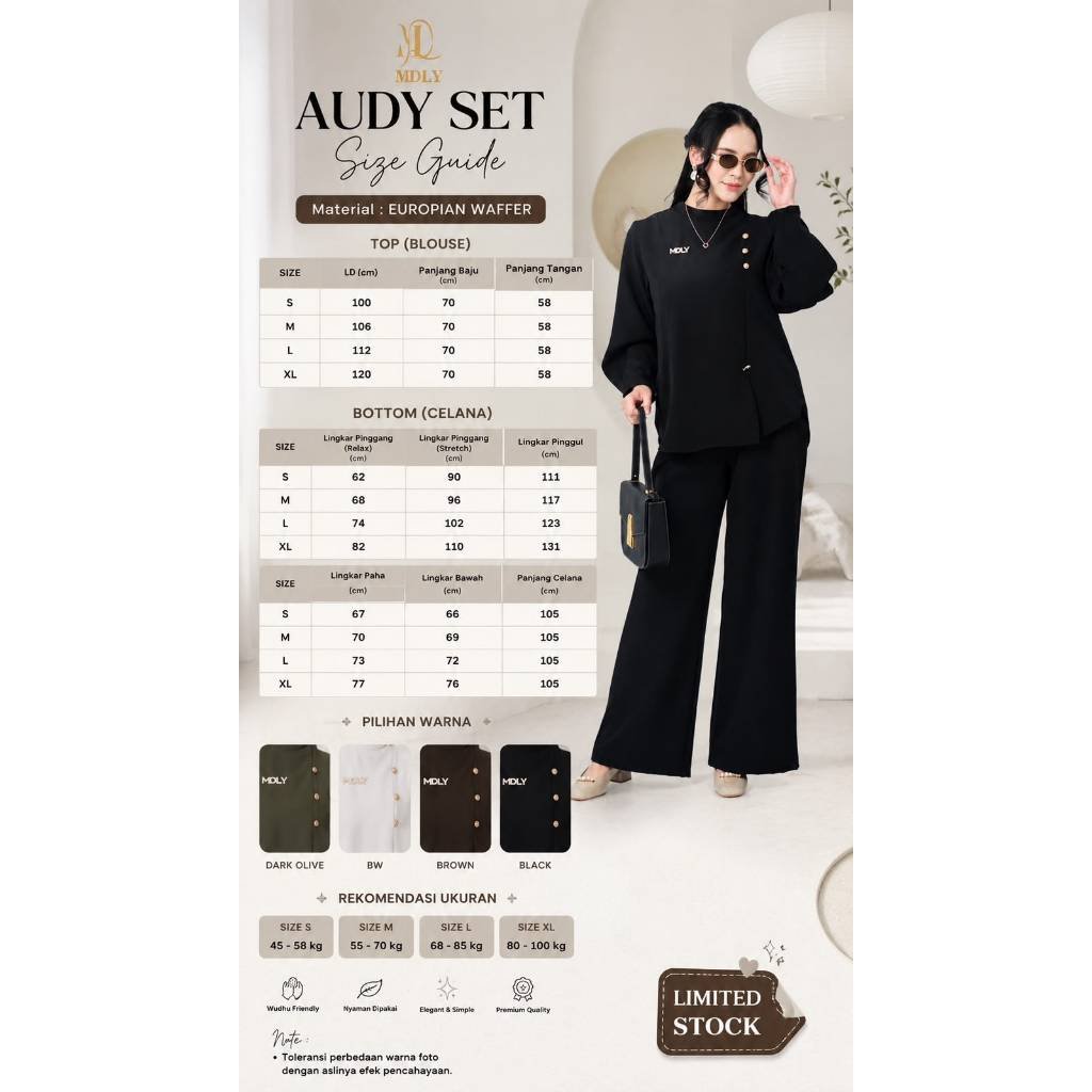 Azka Set & Audy Set By MDLY - One Set Wanita Setelan Wanita Murah Terbaru Bahan Katun Premium Polos Setcel Wanita Setelan Celana Wanita Elegan Hijab Friendly mdly Terbaru Ori