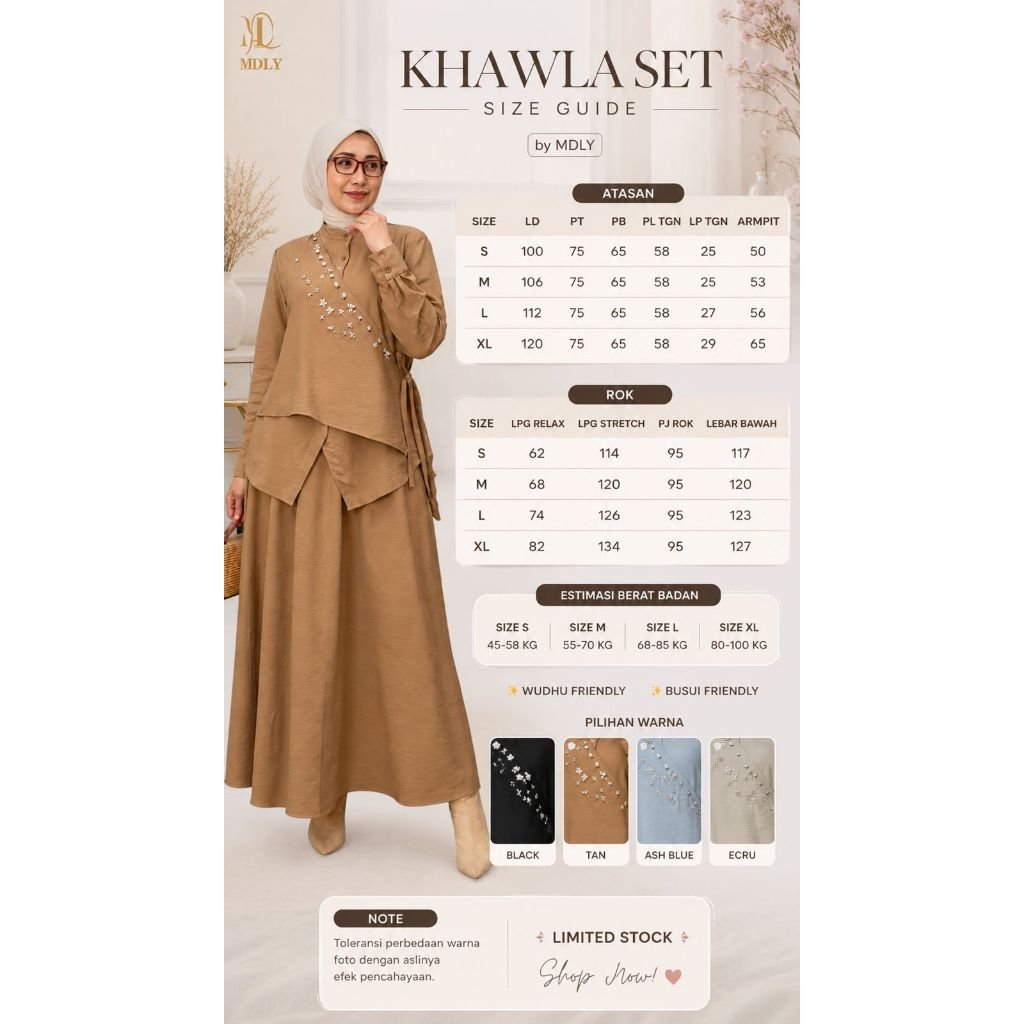 MDLY Terbaru Belle Lux Set & Khawla  Set Setelan Wanita Terbaru One Set Premium Bahan Silk  Premium  Setelan Rok Elegan Setelan Cewek Hijab Frendly