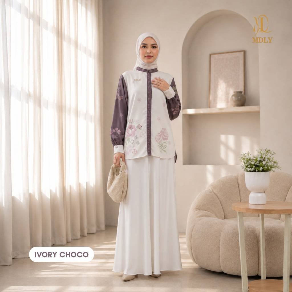 MDLY Original Terbaru Atasan Wanita Arendele Shirt by Mdly Kemeja Kerja motif Premium Shirt Silk Terbaru