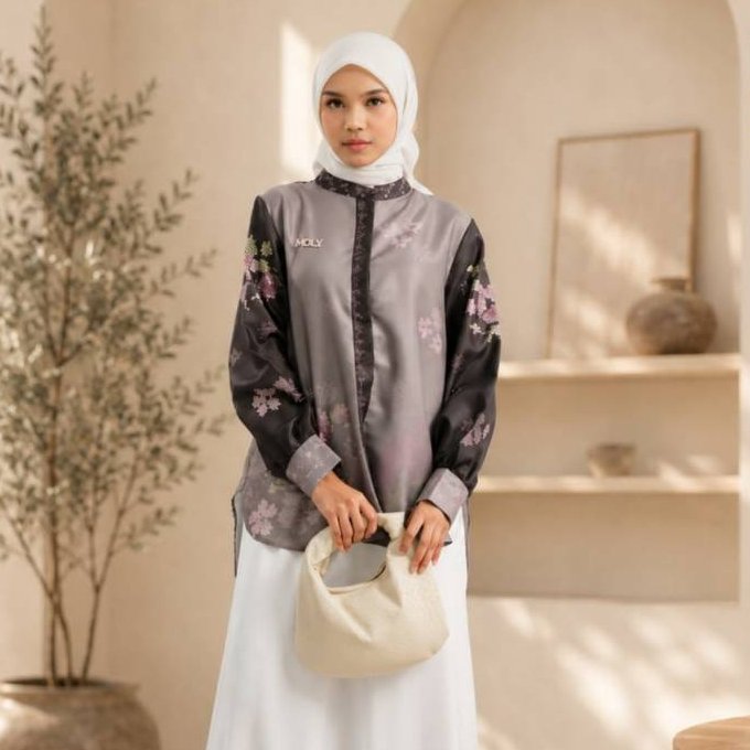 MDLY Original Terbaru Atasan Wanita Arendele Shirt by Mdly Kemeja Kerja motif Premium Shirt Silk Terbaru