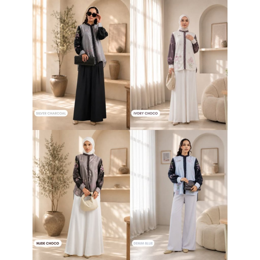 MDLY Original Terbaru Atasan Wanita Arendele Shirt by Mdly Kemeja Kerja motif Premium Shirt Silk Terbaru
