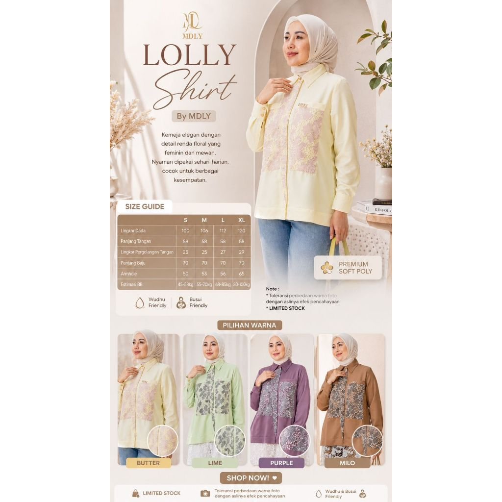 Baery Shirt & Lolly Shirt  by MDLY - Atasan Wanita Kemeja Kerja Murah Terbaru Bahan Katun Premium Motif Shirt Casual Lengan Panjang mdly Terbaru Ori