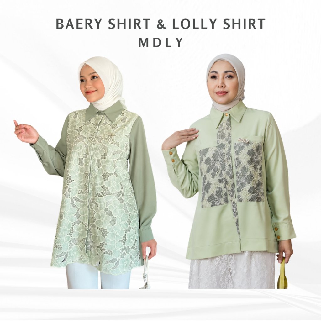 Baery Shirt & Lolly Shirt  by MDLY - Atasan Wanita Kemeja Kerja Murah Terbaru Bahan Katun Premium Motif Shirt Casual Lengan Panjang mdly Terbaru Ori