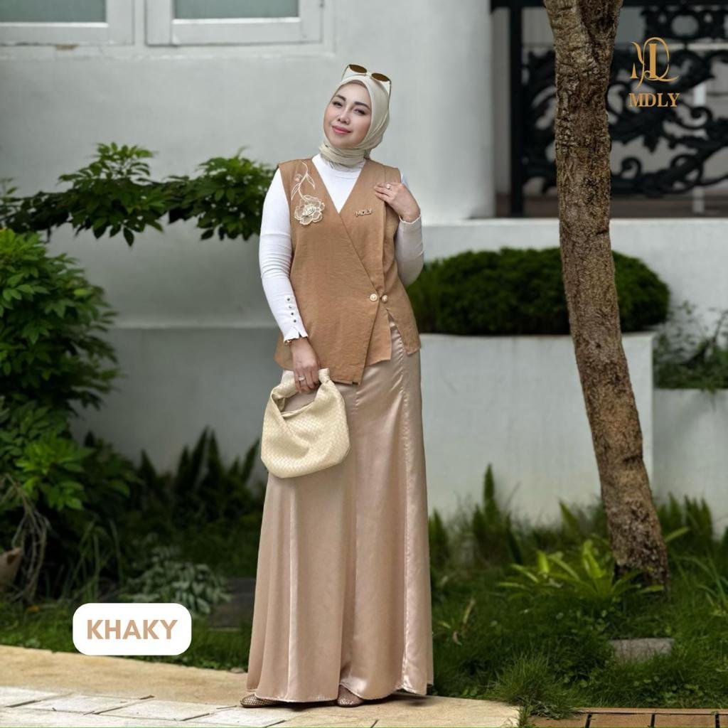 Fleur Vest & Adera Vest By MDLY - Kemeja Kerja Vest Murah Terbaru Bahan Semiwoll with Floral 3D Polos Vest Casual Terbaru Ori