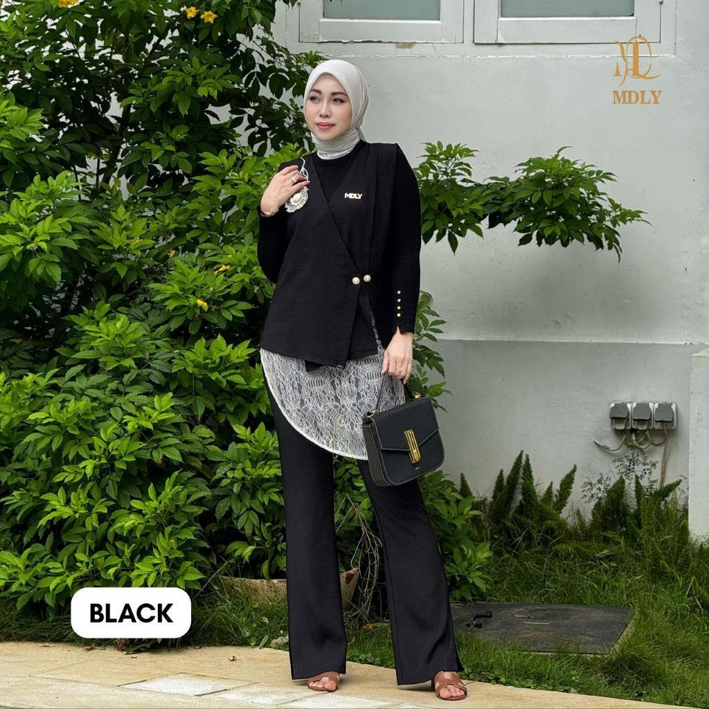 Fleur Vest & Adera Vest By MDLY - Kemeja Kerja Vest Murah Terbaru Bahan Semiwoll with Floral 3D Polos Vest Casual Terbaru Ori