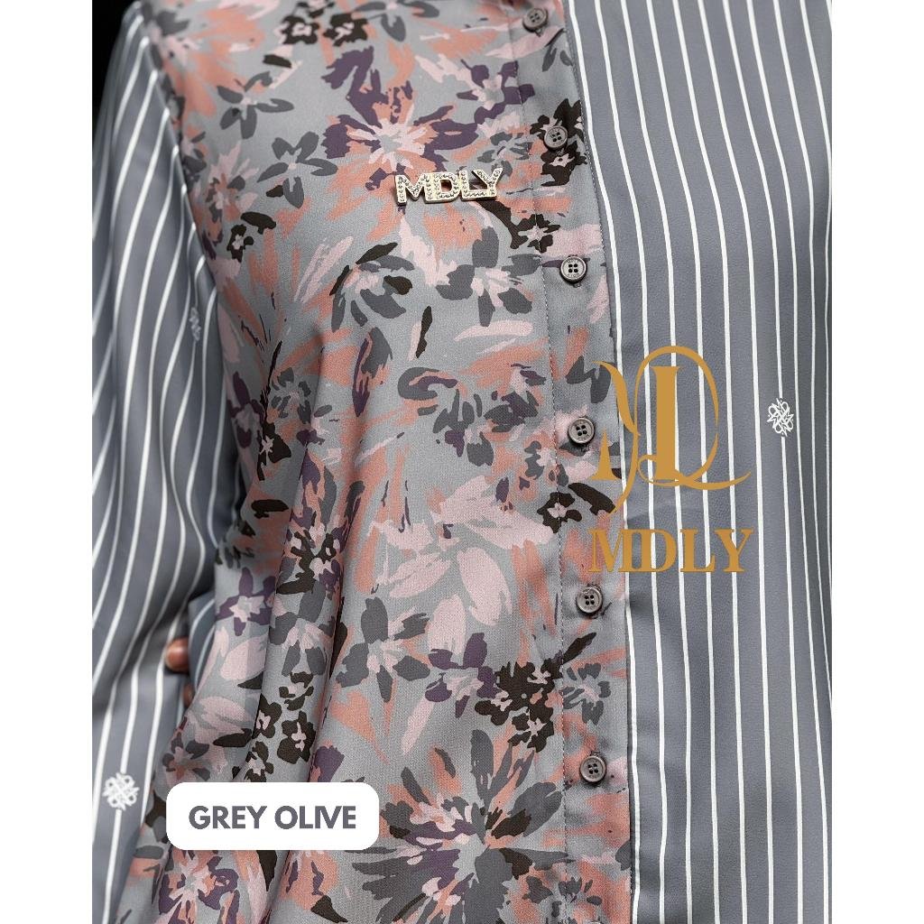 Heela Shirt By MDLY - Atasan Wanita Kemeja Kerja Murah Terbaru Bahan Genushka Soft Print Premium Polos Shirt Casual Lengan Panjang mdly Terbaru Ori