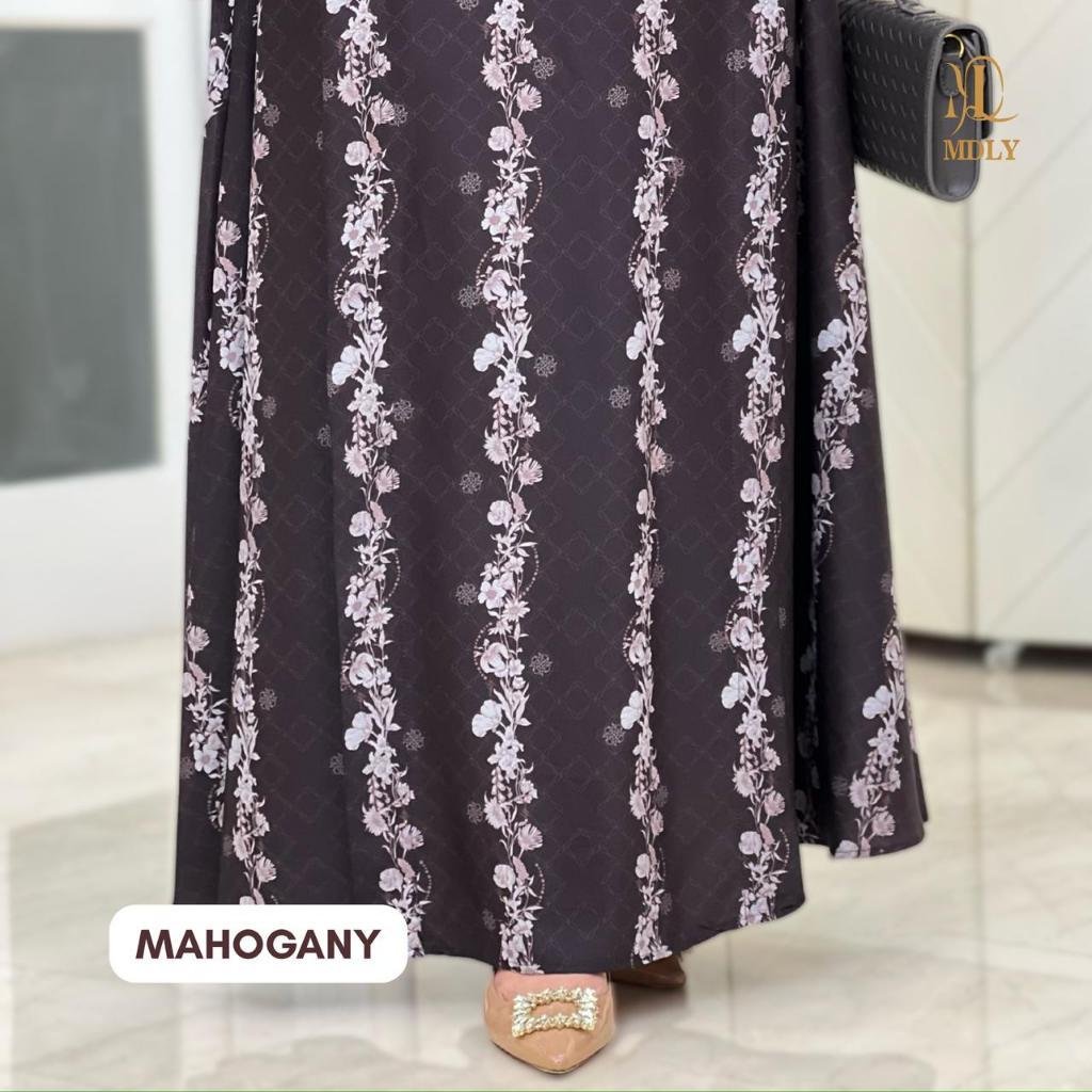 Whisper Dress By MDLY - Dress Wanita Mewah Elegan Murah Terbaru Bahan Belleza Blossom Monogram Print Premium Motif Gamis Murah Kekinian Gamis Lebaran Terbaru Dress Kondangan mdly Terbaru Ori