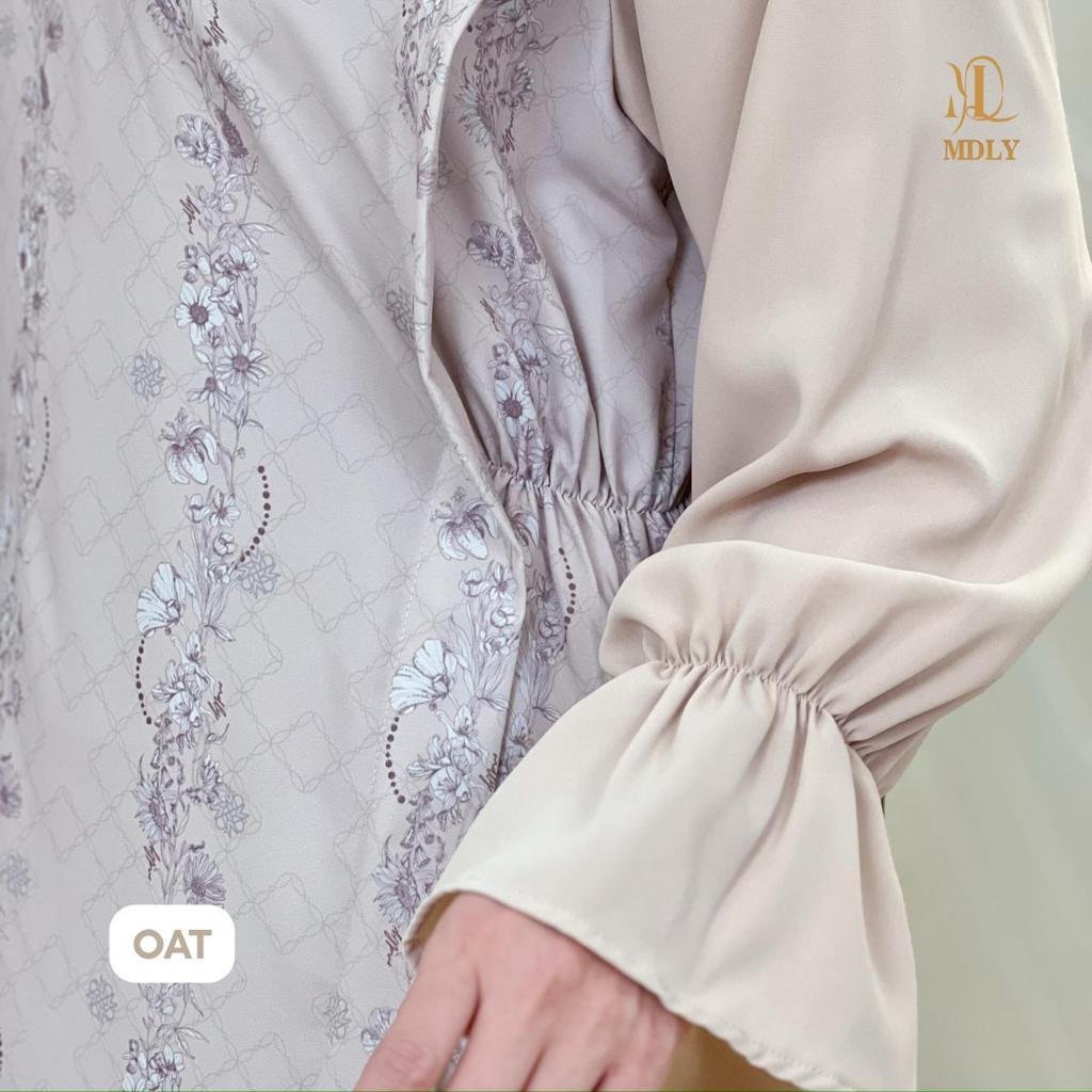 Whisper Dress By MDLY - Dress Wanita Mewah Elegan Murah Terbaru Bahan Belleza Blossom Monogram Print Premium Motif Gamis Murah Kekinian Gamis Lebaran Terbaru Dress Kondangan mdly Terbaru Ori