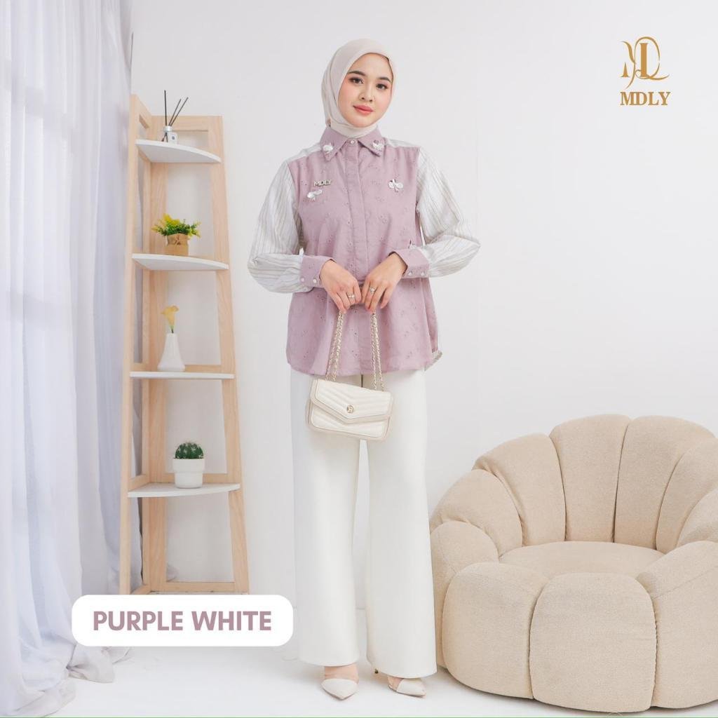 Liana Shirt By MDLY - Atasan Wanita Kemeja Kerja Murah Terbaru Bahan Katun Premium Polos Shirt Casual Lengan Panjang mdly Terbaru Ori