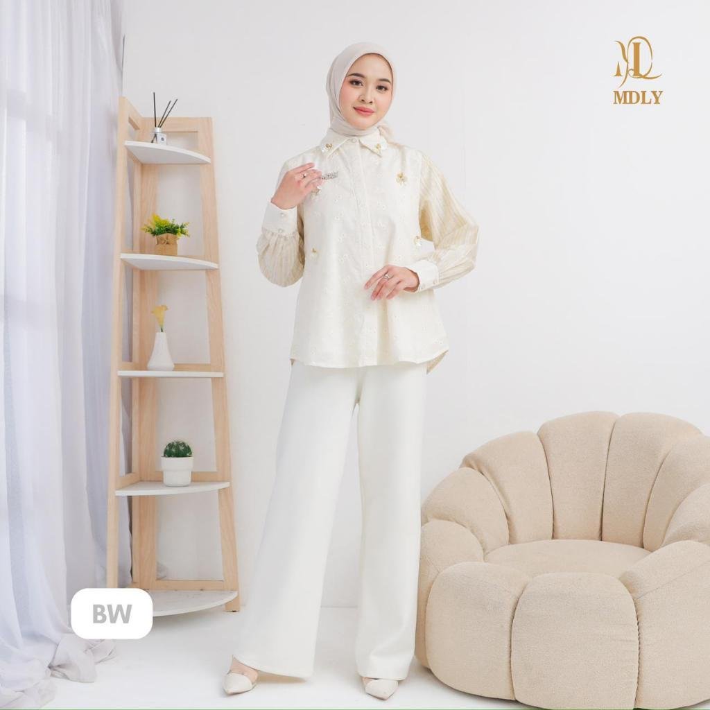Liana Shirt By MDLY - Atasan Wanita Kemeja Kerja Murah Terbaru Bahan Katun Premium Polos Shirt Casual Lengan Panjang mdly Terbaru Ori