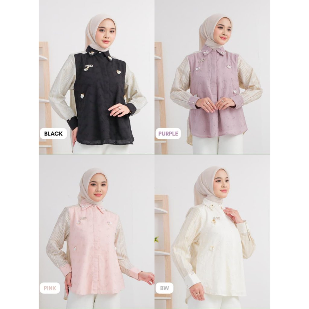 Liana Shirt By MDLY - Atasan Wanita Kemeja Kerja Murah Terbaru Bahan Katun Premium Polos Shirt Casual Lengan Panjang mdly Terbaru Ori