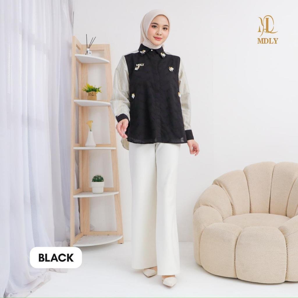 Liana Shirt By MDLY - Atasan Wanita Kemeja Kerja Murah Terbaru Bahan Katun Premium Polos Shirt Casual Lengan Panjang mdly Terbaru Ori