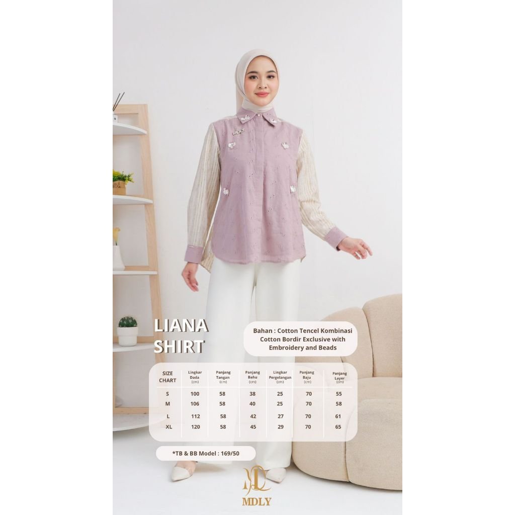 Liana Shirt By MDLY - Atasan Wanita Kemeja Kerja Murah Terbaru Bahan Katun Premium Polos Shirt Casual Lengan Panjang mdly Terbaru Ori