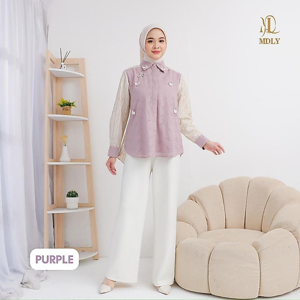 Liana Shirt By MDLY - Atasan Wanita Kemeja Kerja Murah Terbaru Bahan Katun Premium Polos Shirt Casual Lengan Panjang mdly Terbaru Ori