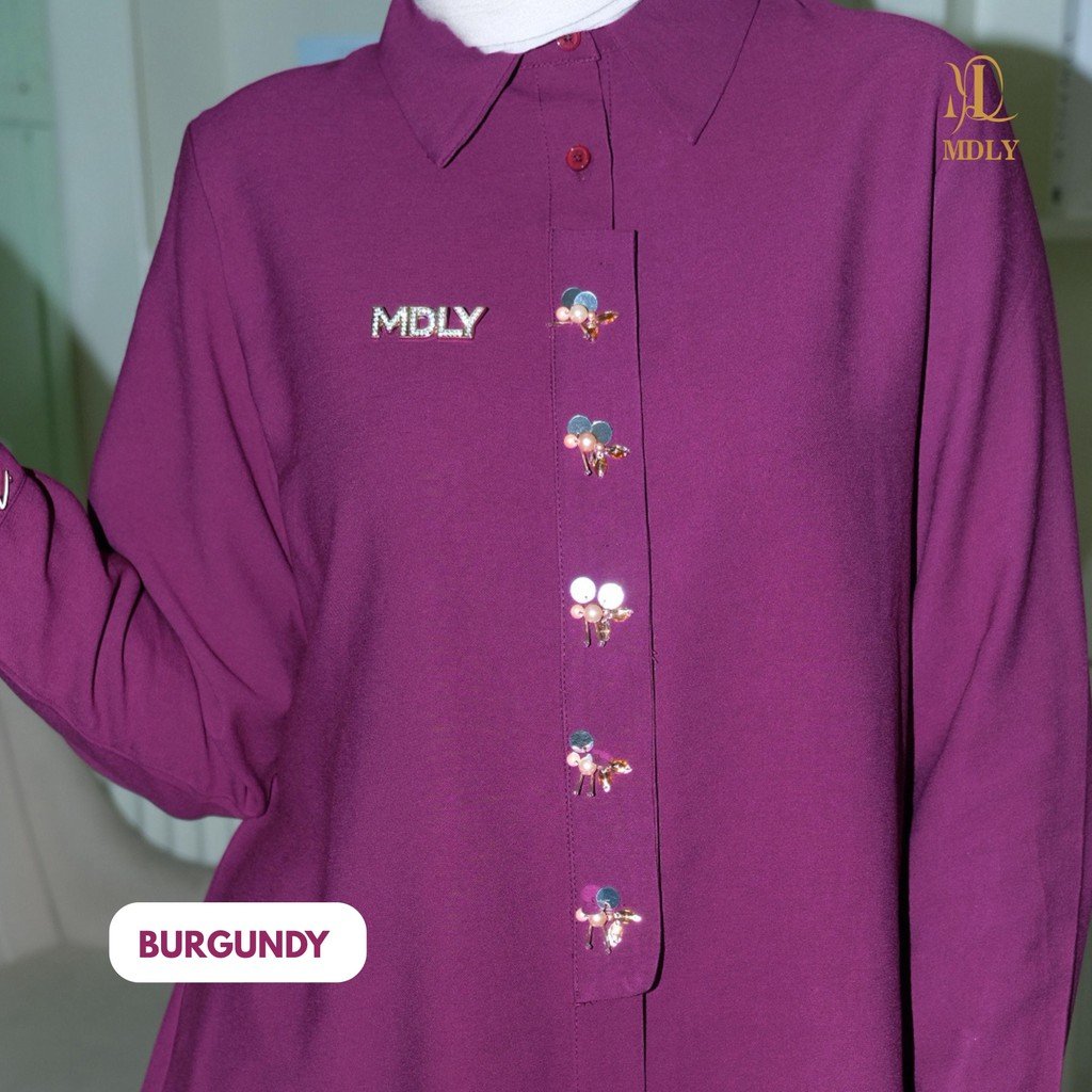 Kana Beads Shirt By MDLY - Atasan Wanita Kemeja Kerja Murah Terbaru Bahan Katun Premium Polos Shirt Casual Lengan Panjang mdly Terbaru Ori