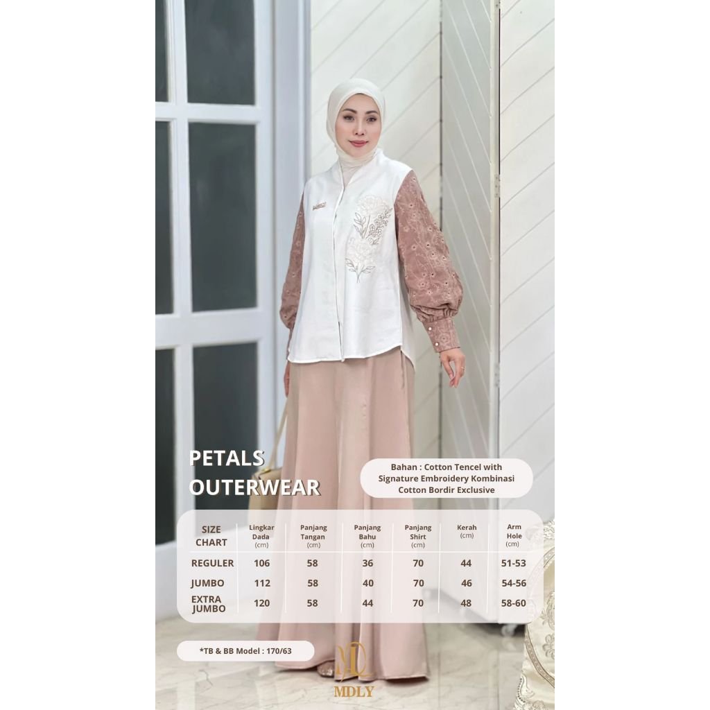 MDLY  Terbaru Petals Outerwear Atasan Pakaian wanita Bahan katun premium Lengan panjang