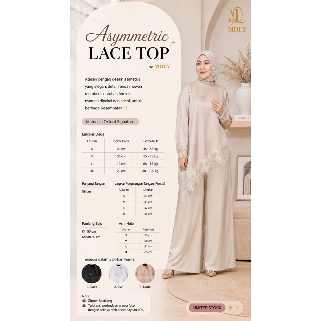 Naira Blouse & Assymetric Lace Top & Assymetric Lace Dot By MDLY - Atasan Wanita Kemeja Kerja Murah Terbaru Bahan Silk Premium Polos Shirt Casual Lengan Panjang mdly Terbaru Ori