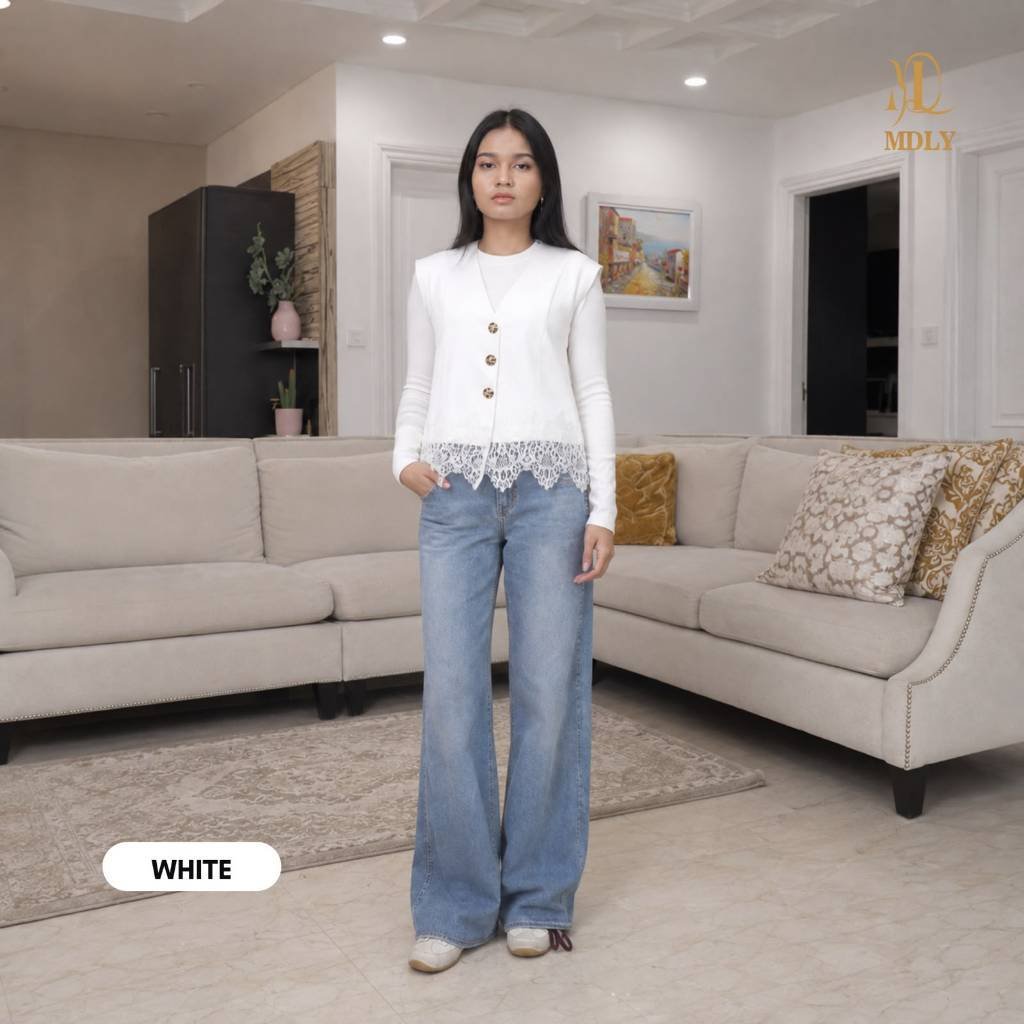 Viona Lace Vest Atasan outer rompi Wanita Elegan Bahan Premium