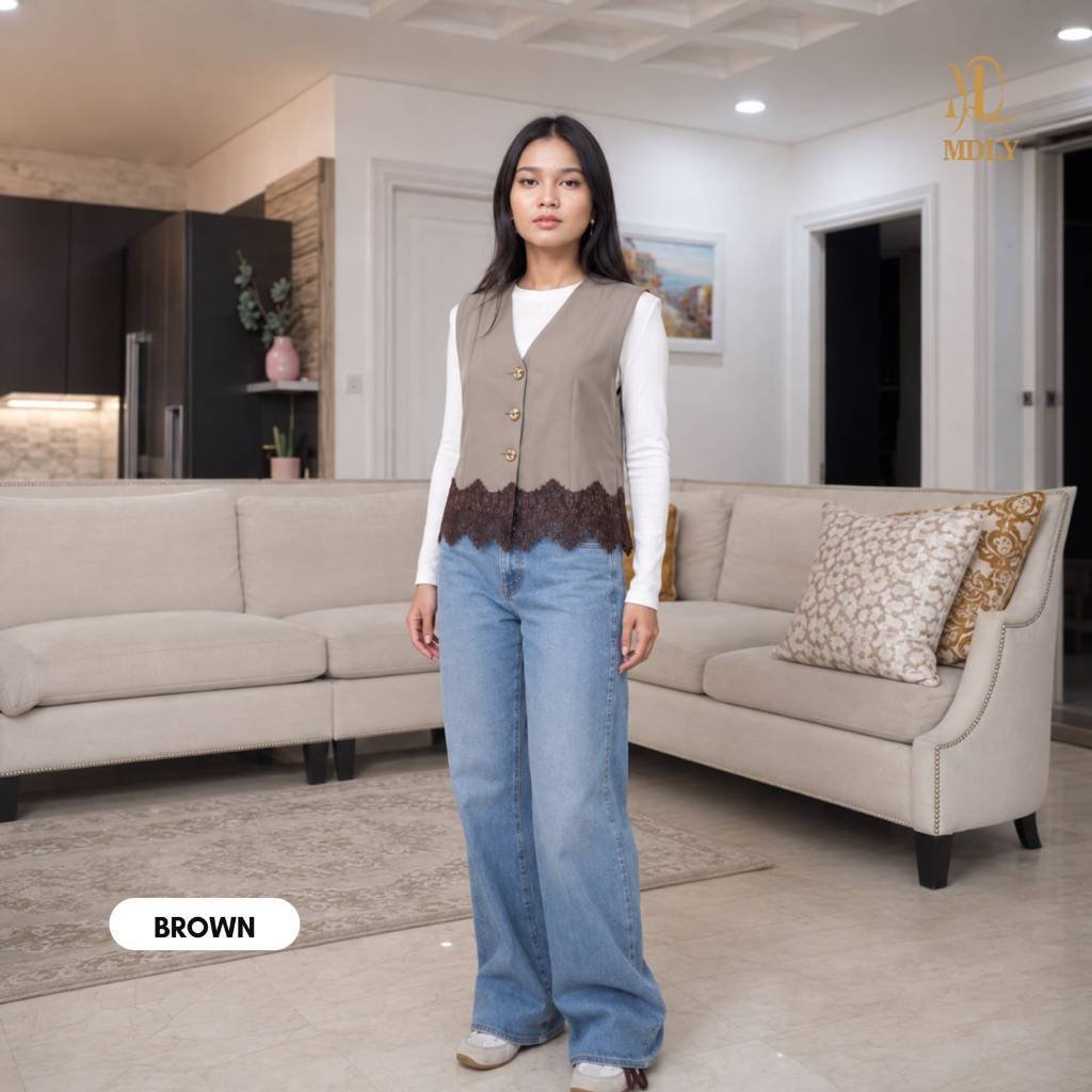 Viona Lace Vest Atasan outer rompi Wanita Elegan Bahan Premium