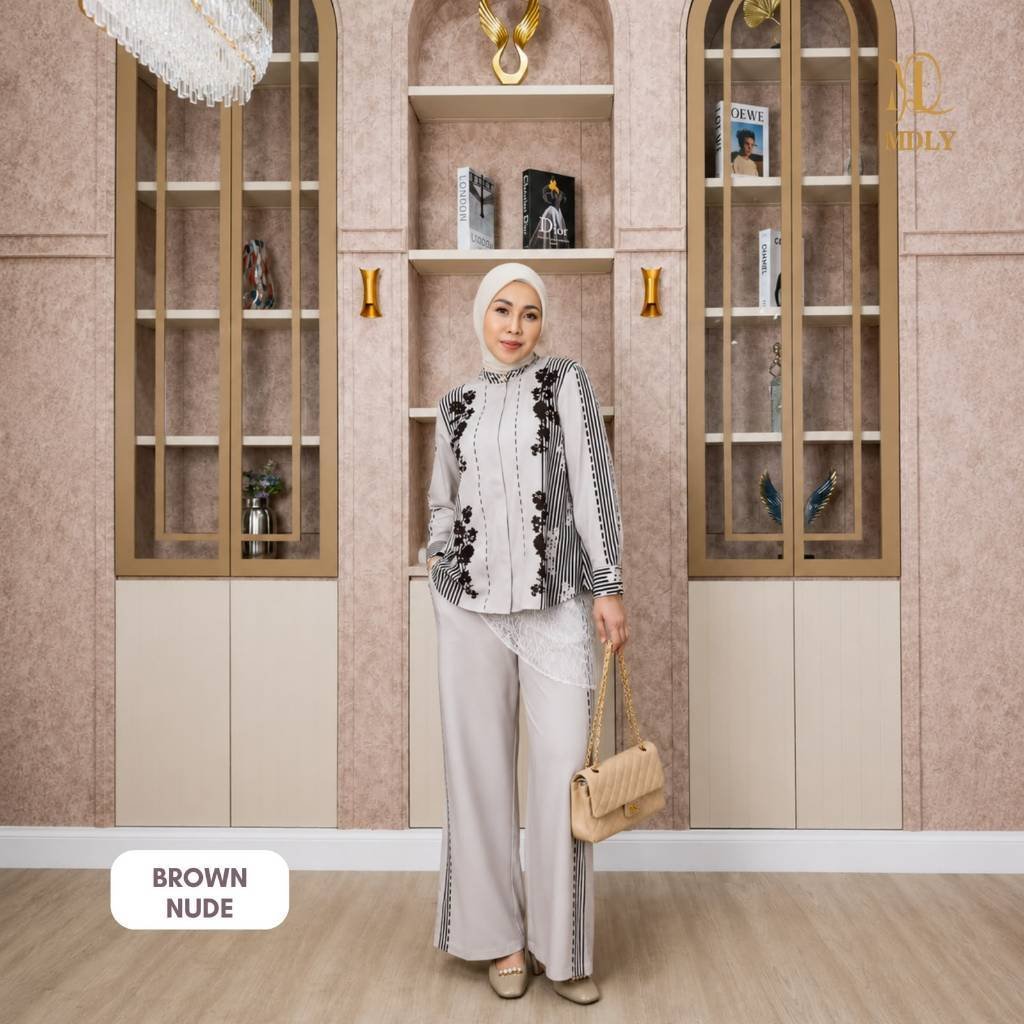 MDLY Terbaru Reverie Set Setelan Wanita Terbaru One Set Premium Bahan Arabian Crepe Premium Motif Setcel Elegan Setelan Cewek Hijab Frendly