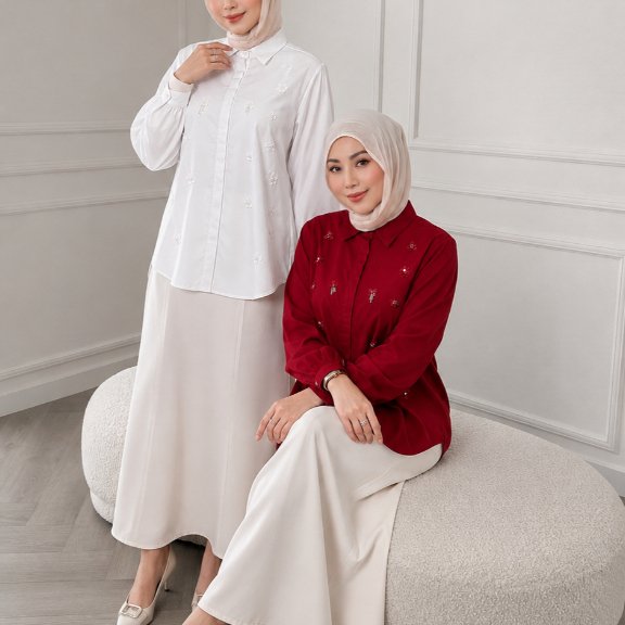Amor Shirt & Amor Ironlessby MDLY - Atasan Wanita Kemeja Kerja Murah Terbaru Bahan Katun Premium Polos Shirt Casual Lengan Panjang mdly Terbaru Ori