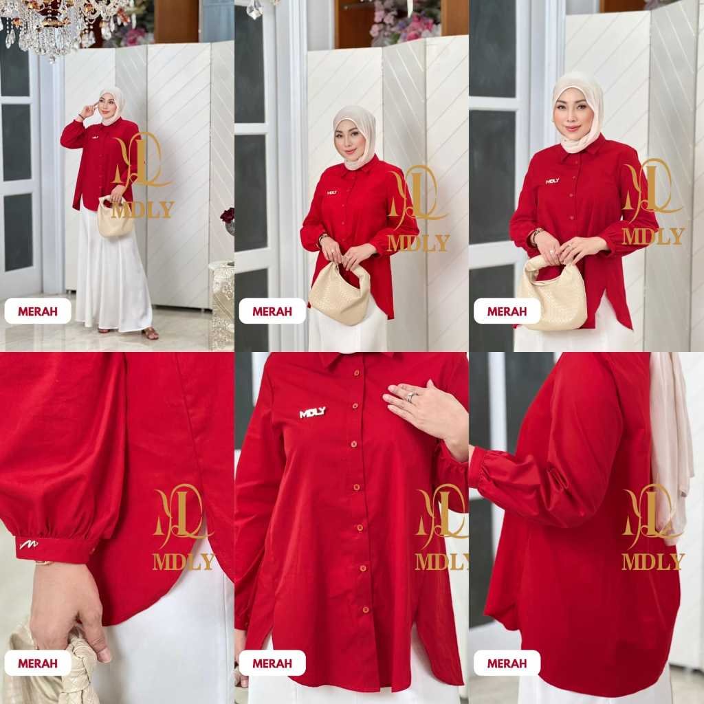 Amor Shirt & Amor Ironlessby MDLY - Atasan Wanita Kemeja Kerja Murah Terbaru Bahan Katun Premium Polos Shirt Casual Lengan Panjang mdly Terbaru Ori