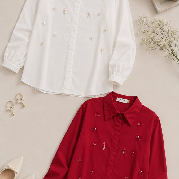 Amor Shirt & Amor Ironlessby MDLY - Atasan Wanita Kemeja Kerja Murah Terbaru Bahan Katun Premium Polos Shirt Casual Lengan Panjang mdly Terbaru Ori