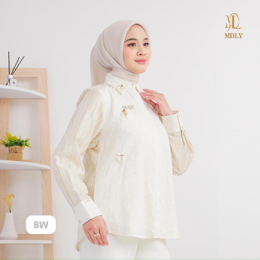 Liana Shirt By MDLY - Atasan Wanita Kemeja Kerja Murah Terbaru Bahan Katun Premium Polos Shirt Casual Lengan Panjang mdly Terbaru Ori Bw