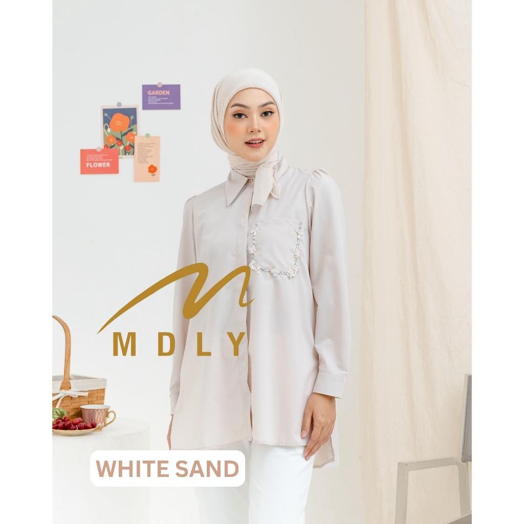 MDLY Terbaru Baju kemeja atasan wanita Vizie Shirt & Kayla Shirt by MDLY White sand