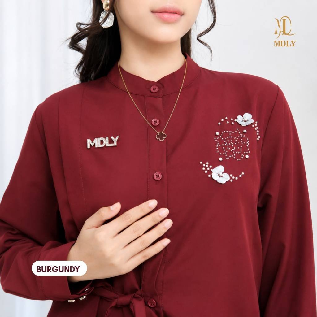 MDLY Terbaru Baju kemeja atasan wanita Vizie Shirt & Kayla Shirt by MDLY Kayla Burgundy