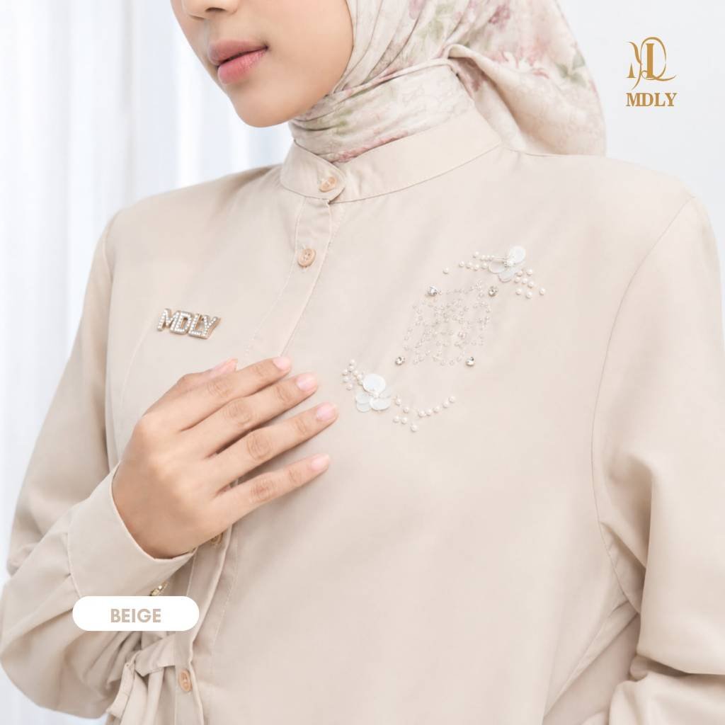 MDLY Terbaru Baju kemeja atasan wanita Vizie Shirt & Kayla Shirt by MDLY Kayla Beige