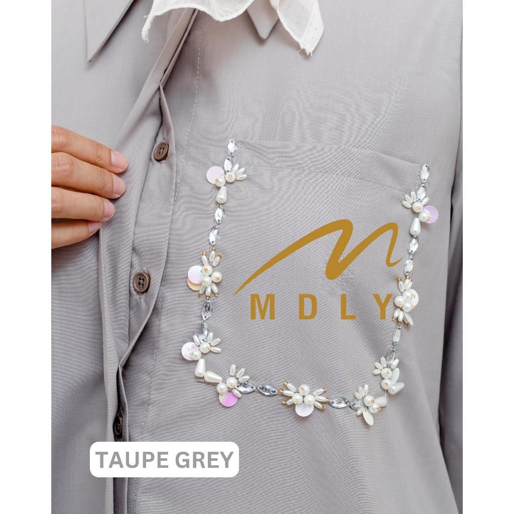 MDLY Terbaru Baju kemeja atasan wanita Vizie Shirt & Kayla Shirt by MDLY Taupe grey