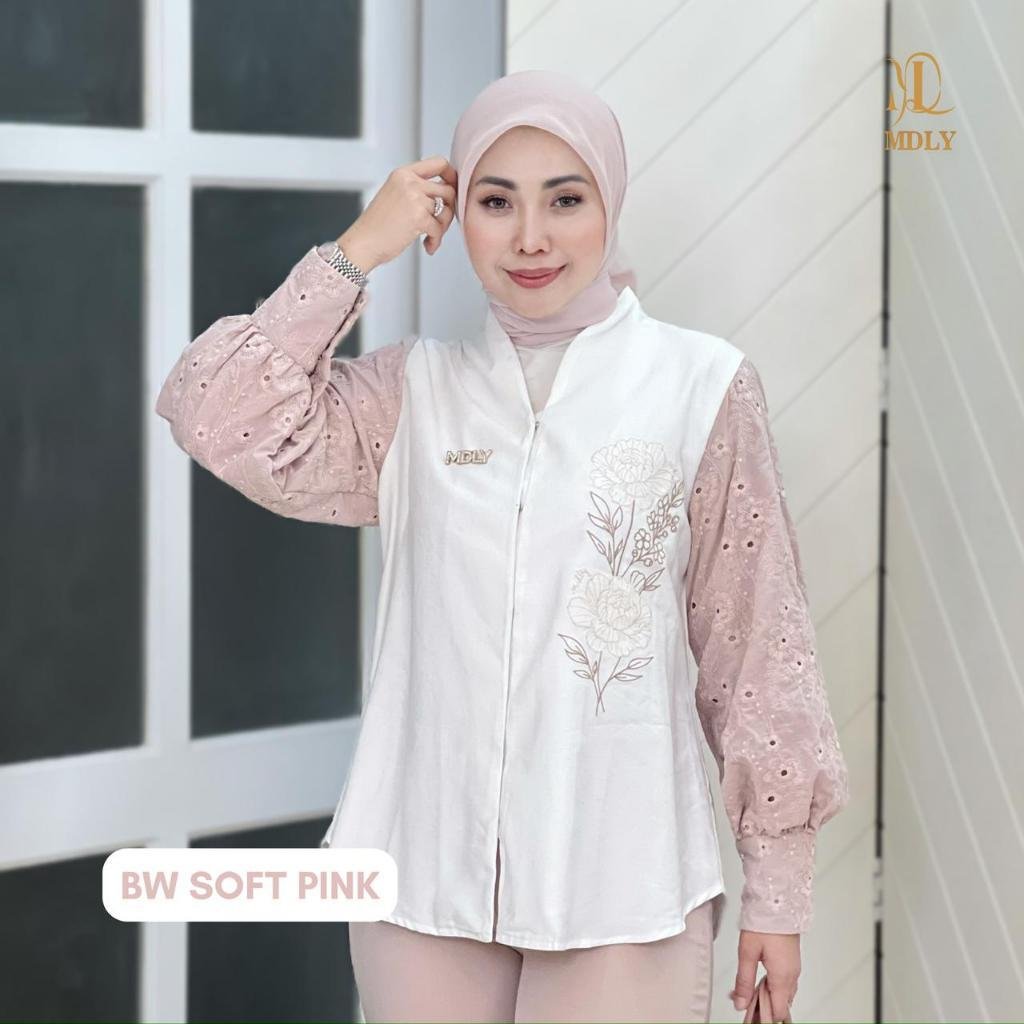 MDLY  Terbaru Petals Outerwear Atasan Pakaian wanita Bahan katun premium Lengan panjang Bw Soft Pink