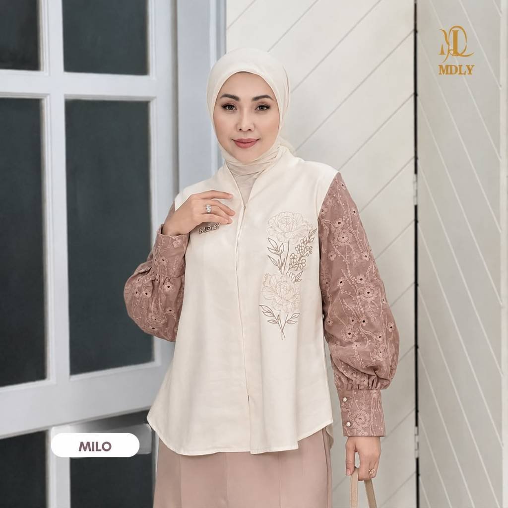 MDLY  Terbaru Petals Outerwear Atasan Pakaian wanita Bahan katun premium Lengan panjang Milo