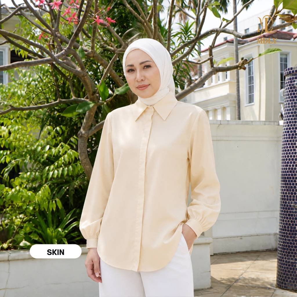 Amor Shirt & Amor Ironlessby MDLY - Atasan Wanita Kemeja Kerja Murah Terbaru Bahan Katun Premium Polos Shirt Casual Lengan Panjang mdly Terbaru Ori Amor Skin