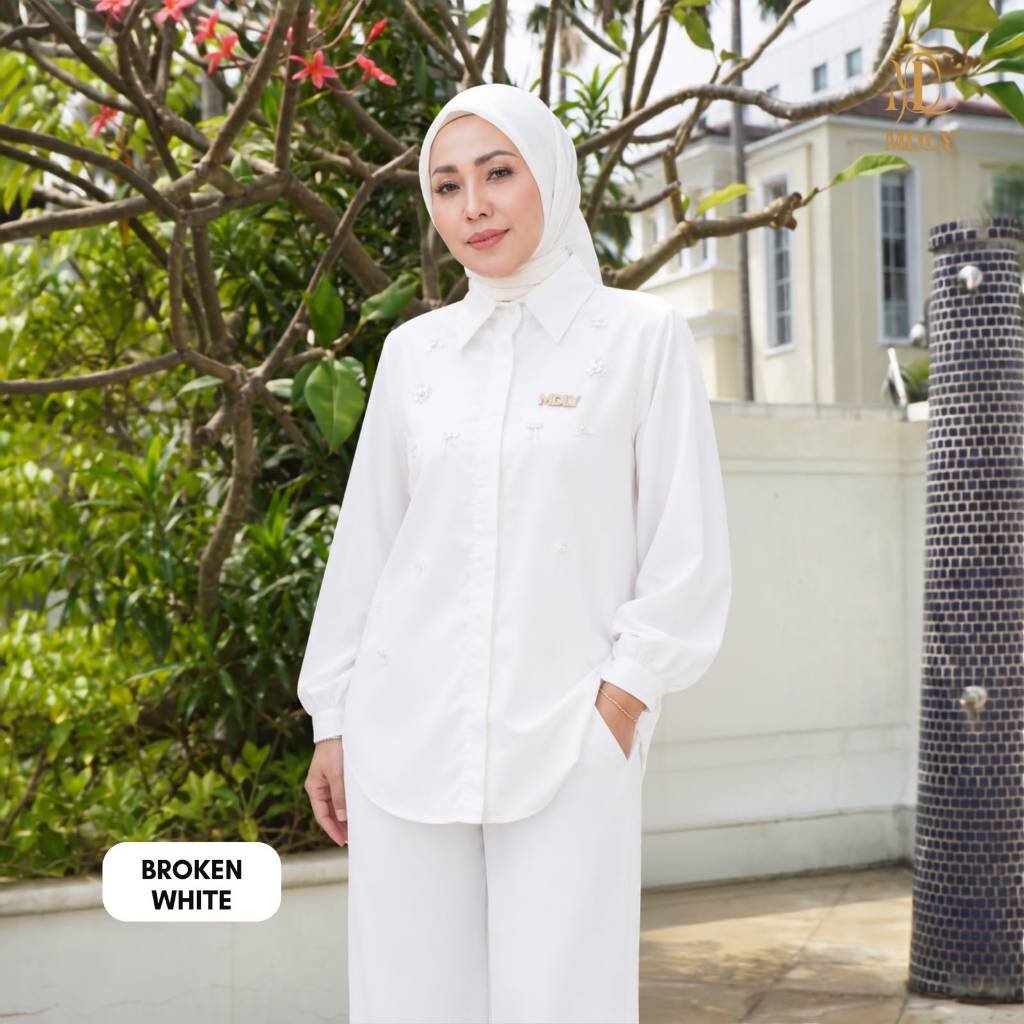 Amor Shirt & Amor Ironlessby MDLY - Atasan Wanita Kemeja Kerja Murah Terbaru Bahan Katun Premium Polos Shirt Casual Lengan Panjang mdly Terbaru Ori Amor Bw Bead