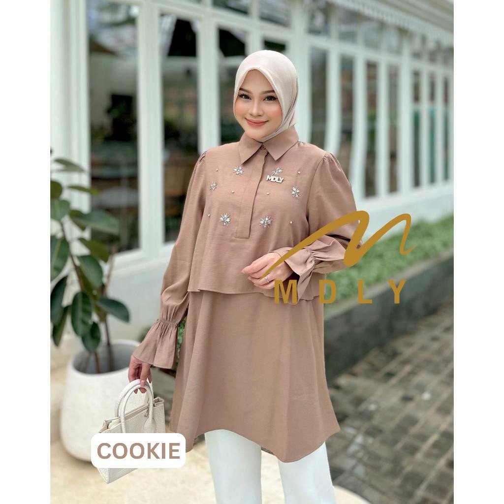 MDLY Terbaru  Baju kemeja atasan wanita muslim Mosha Lux Tunic by MDLY Cookie