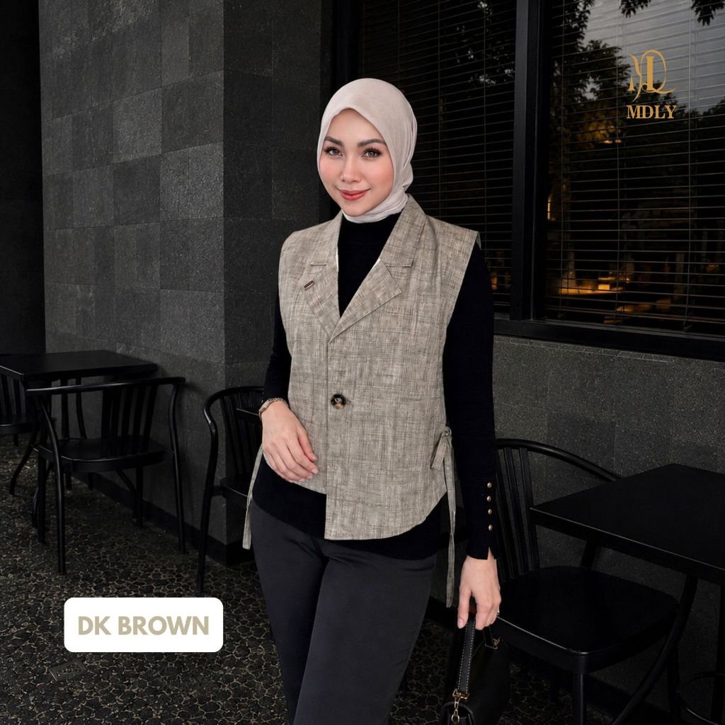 MDLY Adia Vest Atasan Rompi Wanita  Bahan (basic katun, silk, bordir, rayon) Premium Terbaru Dk brown