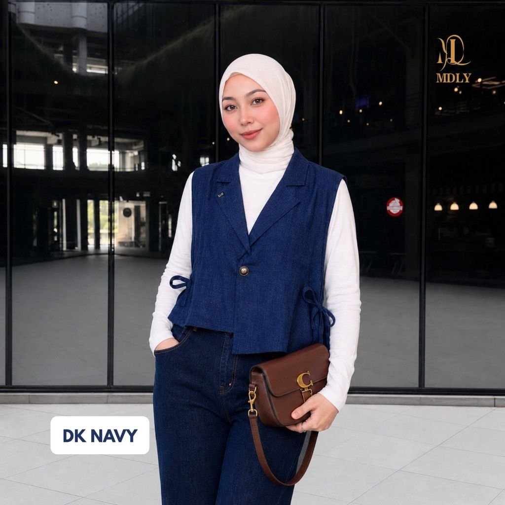 MDLY Adia Vest Atasan Rompi Wanita  Bahan (basic katun, silk, bordir, rayon) Premium Terbaru Dk Navy